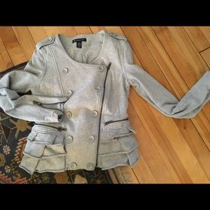 INC Cropped Grey Stretch Sweat Jacket.